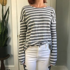 Reformation Grey Stripes Sweat Shirt Sweater Top